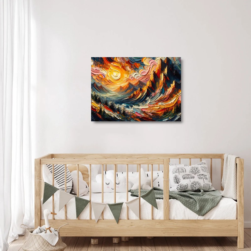 Üveg kép - Hegyek, melyeket napfény ölel (70x50 cm)