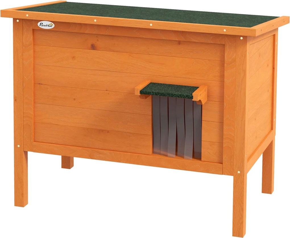 PawHut Fa Macska Ház - Télálló, Vízálló Macska Menedék Aszfalt Tetővel, Álló Talpakkal, Macska Bújóhely Kerti Kényelmes Kiskedvenceknek 85 x 50 x 68.5
