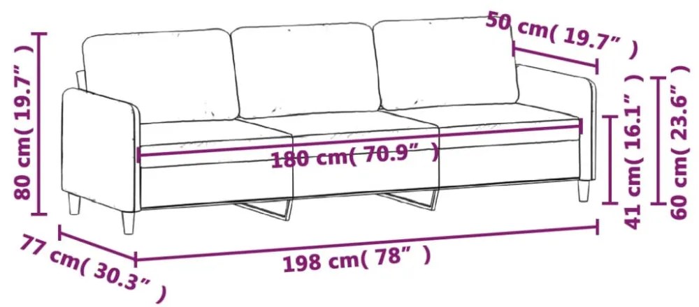 3 személyes bordó szövet kanapé 180 cm