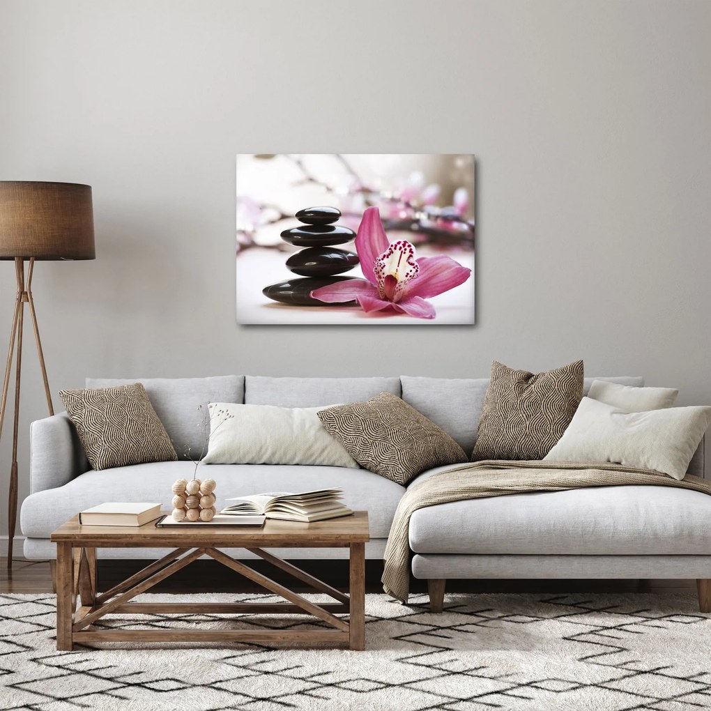 Masszázs kövek és orchideák képe (70x50 cm)