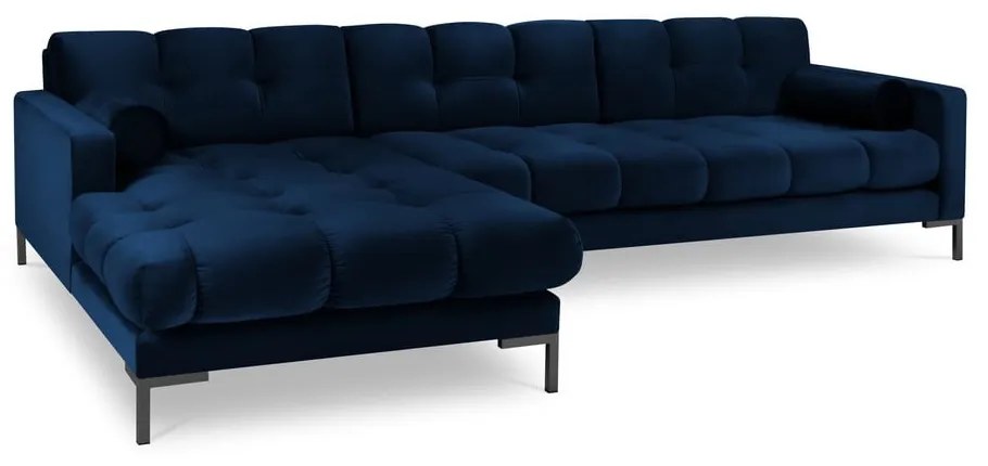 Bali sötétkék bársony sarokkanapé, bal oldali - Cosmopolitan Design