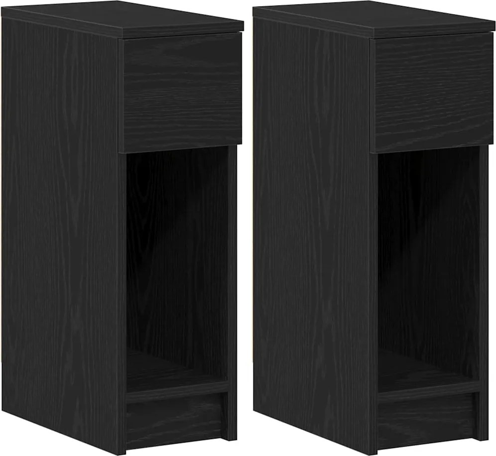 vidaXL éjjeliszekrények fiókos 2 db fekete tölgy 20 x 36 x 60 cm