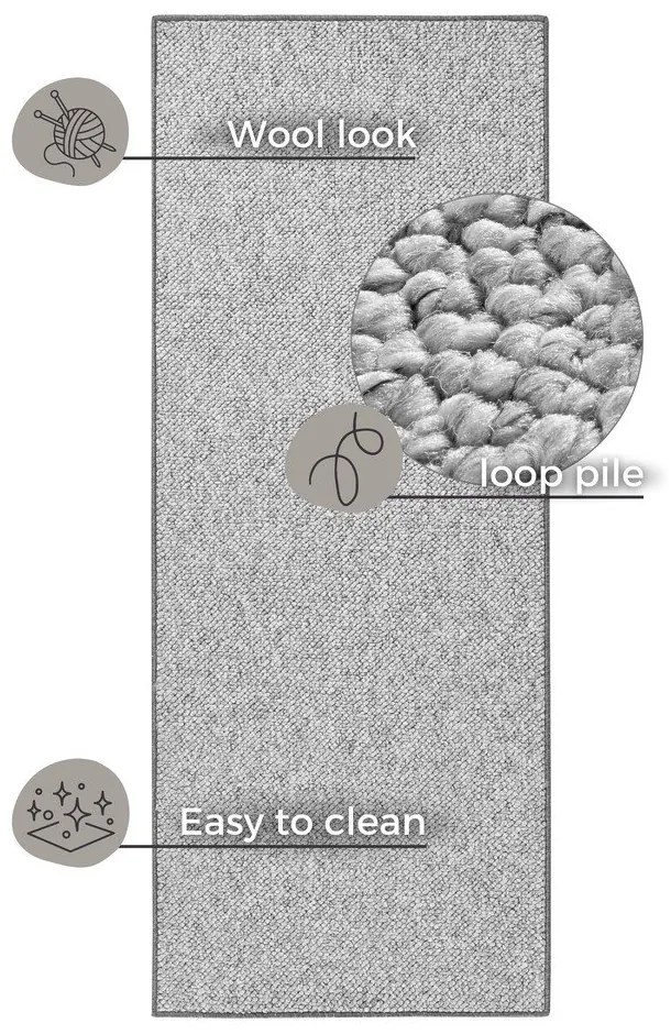 Szürke futószőnyeg 80x300 cm Wolly – BT Carpet