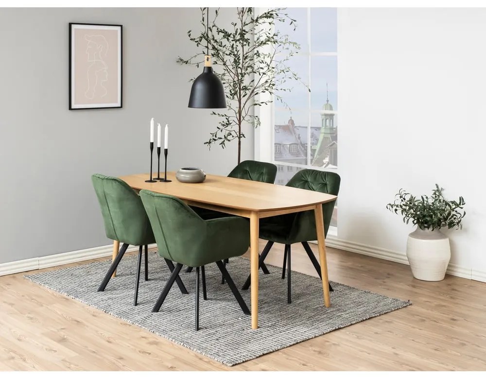 Zöld kárpitozott karfás étkezőfotel Lola – Actona