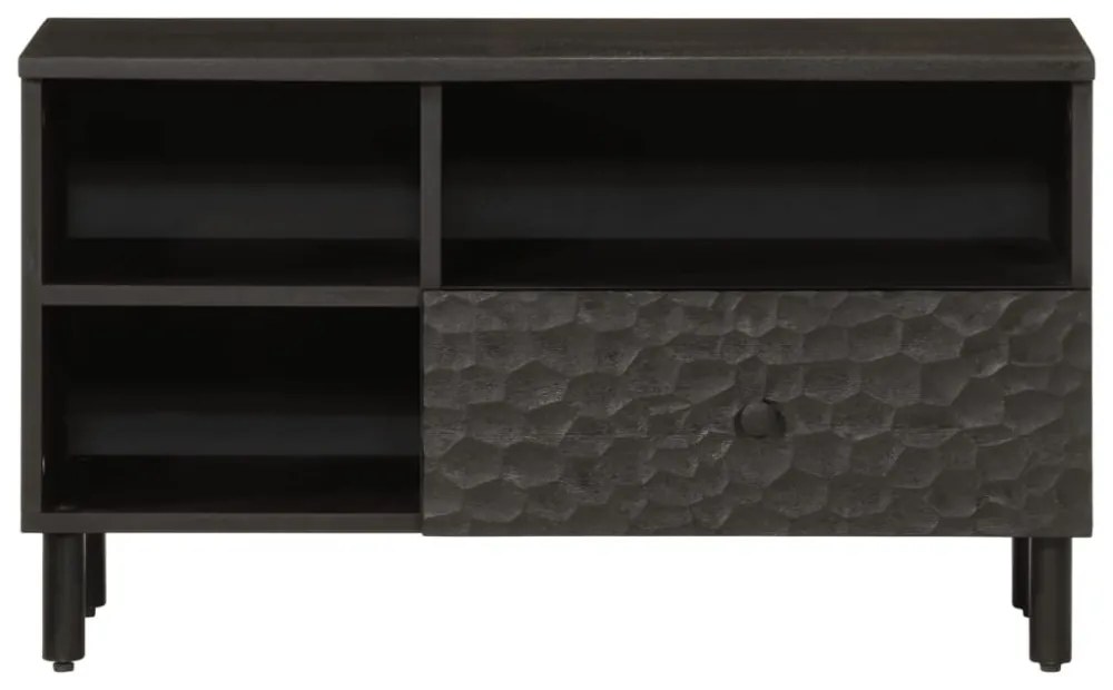 fekete tömör mangófa TV-szekrény 80 x 33 x 46 cm