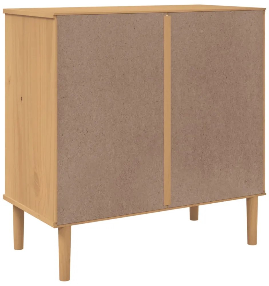 SENJA barna rattan hatású tömör fenyőfa komód 80 x 40 x 80 cm
