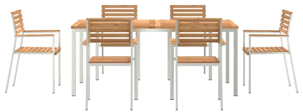 7 Részes Kert Étkezőszett Tömörfa Tíkfa, Kültéri Étkezőasztal 180x90x75 cm Tömörfa Tíkfa, Összecsukható Kerti Székek 2 db Tömörfa Tíkfa és Acél, Összecsukható Kerti Székek 4 db Tömörfa Tíkfa és Acél