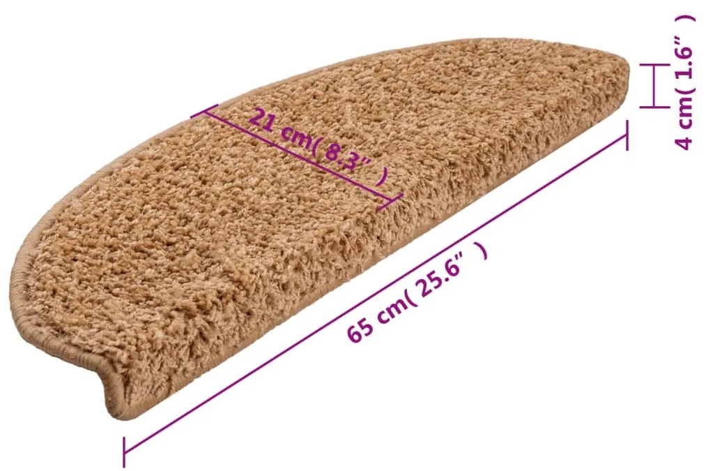 15 db bézs lépcsőszőnyeg 65 x 21 x 4 cm