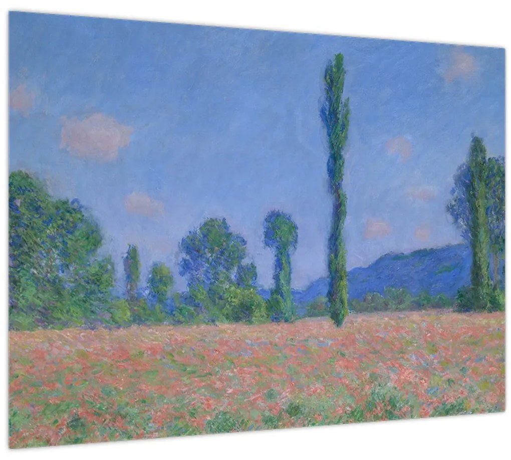 Üveg kép - Claude Monet, Poppy Field (Giverny), reprodukciók (70x50 cm)