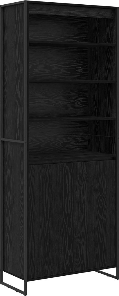 vidaXL Magas szekrények 2 pcs Fekete tölgy 79 x 36 x 200 cm Faanyag