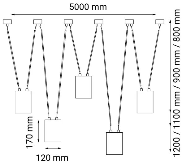 Shilo 9023 - Csillár zsinóron VIWIN 5xGU10/15W/230V pók fekete