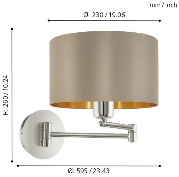 Eglo 95055 - Fali lámpa MASERLO 1xE27/60W/230V