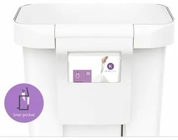 Simplehuman pedálos szemetes 45 l, fehér