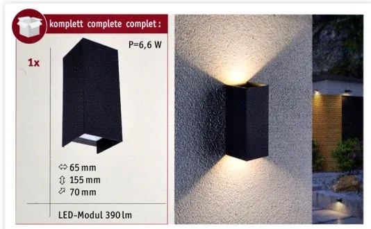 Paulmann 94326 - 2xLED/2,8W IP44 Kültéri fali lámpa FLAME 230V