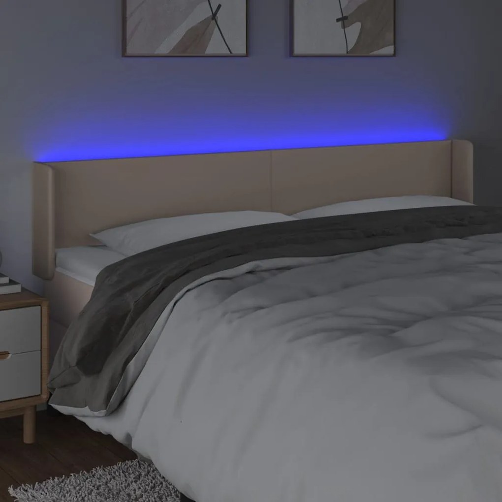 cappuccino színű műbőr LED-es fejtámla 183x16x78/88 cm