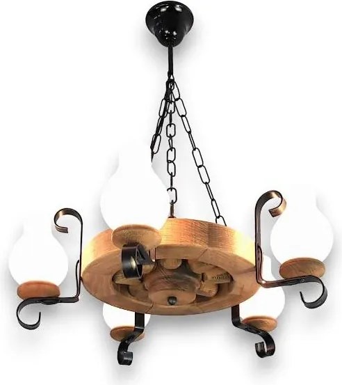 Brilagi - ROATA láncos csillár 5xE14/40W/230V, átmérő 50 cm, bükk