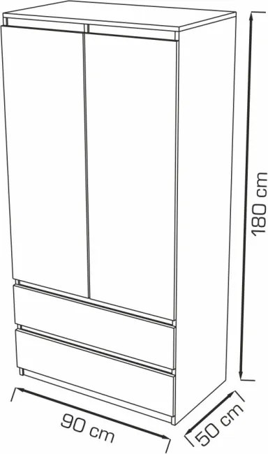 Washington Gardróbszekrény Sonoma 90 cm