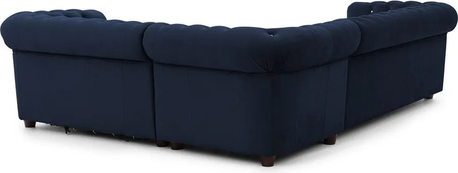 Kék bársony kinyitható sarokkanapé (jobb oldali-L alakú) York Blik – Ropez