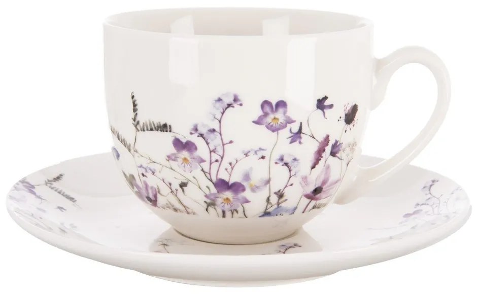 Fehér-lila porcelán csésze 280 ml Louka – Orion