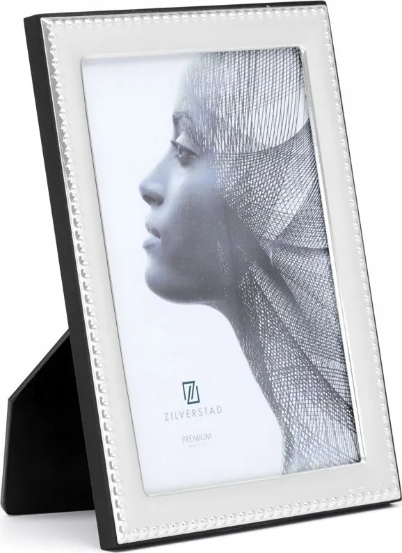 Klasszikus képkeret ezüstözött fa hátlap díszítéssel 10x15 cm