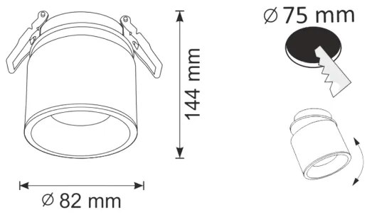 Beépíthető spotlámpa HARON 1xGU10/10W/230V fehér/arany