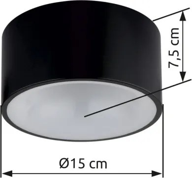 Globo 56964S Mennyezeti lámpa, fém fehér matt, műanyag fekete matt, műanyag fehér, ø: 150mm, M: 75mm, tartozék: LED 12W 230V, 1200lm forrás, 900lm kimenet, 3000K