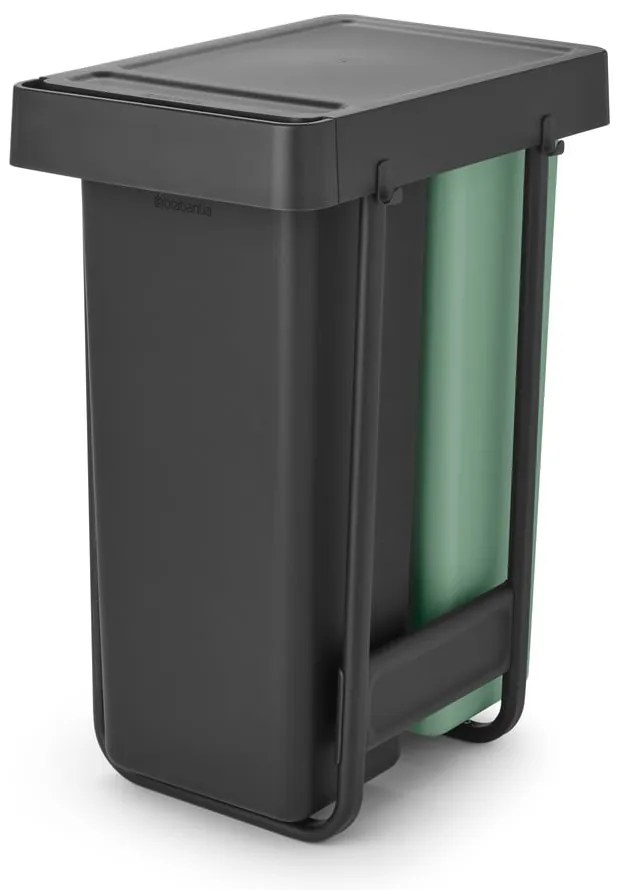 Mentazöld-sötétszürke műanyag szelektív beépíthető szemetes 60 l Sort&amp;Go – Brabantia