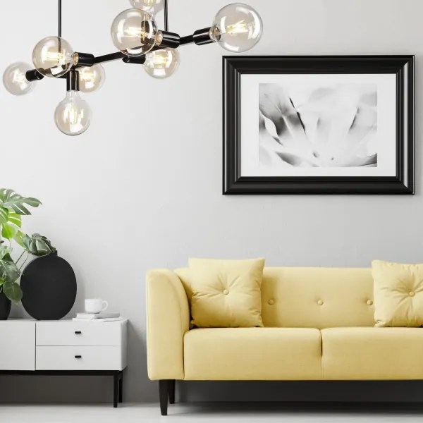 ASTRID függeszték 8xE27/60W/230V fekete, rúdon