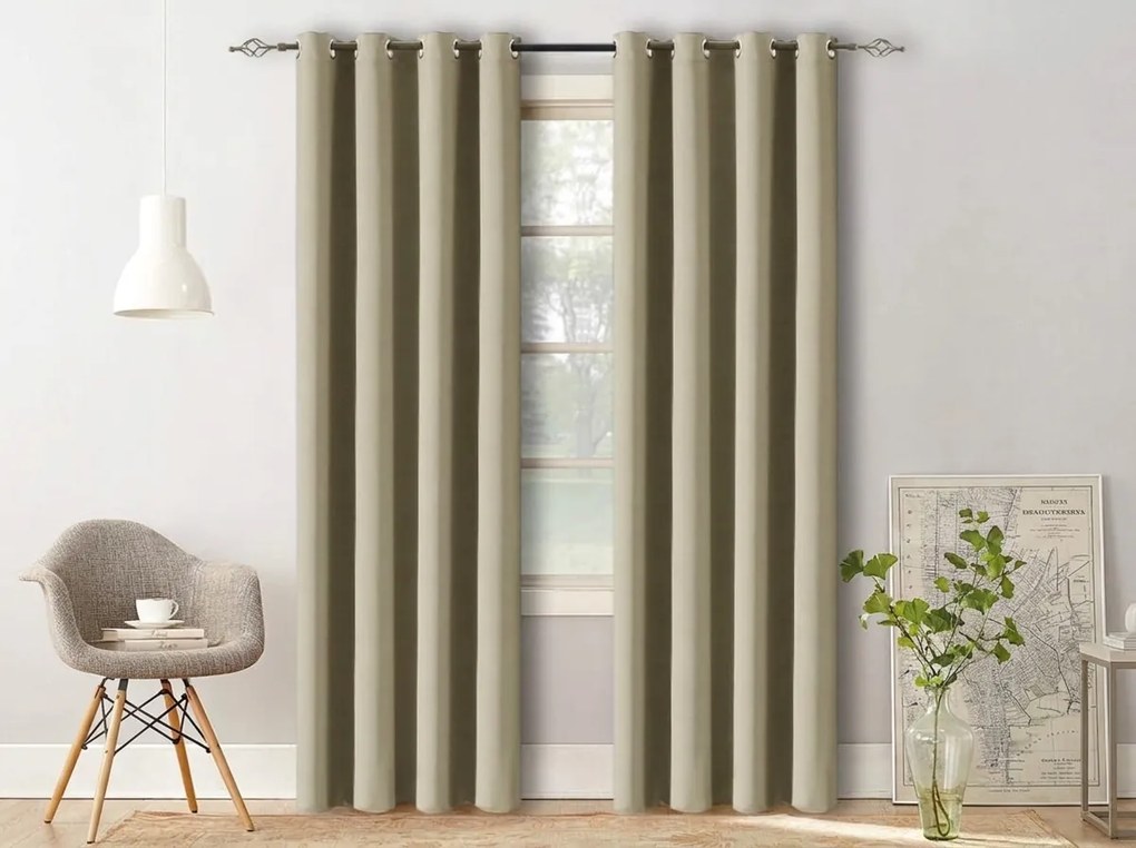 Függöny OXFORD 140x250 cm, világos bézs Felfüggesztés: Fém gyűrűk