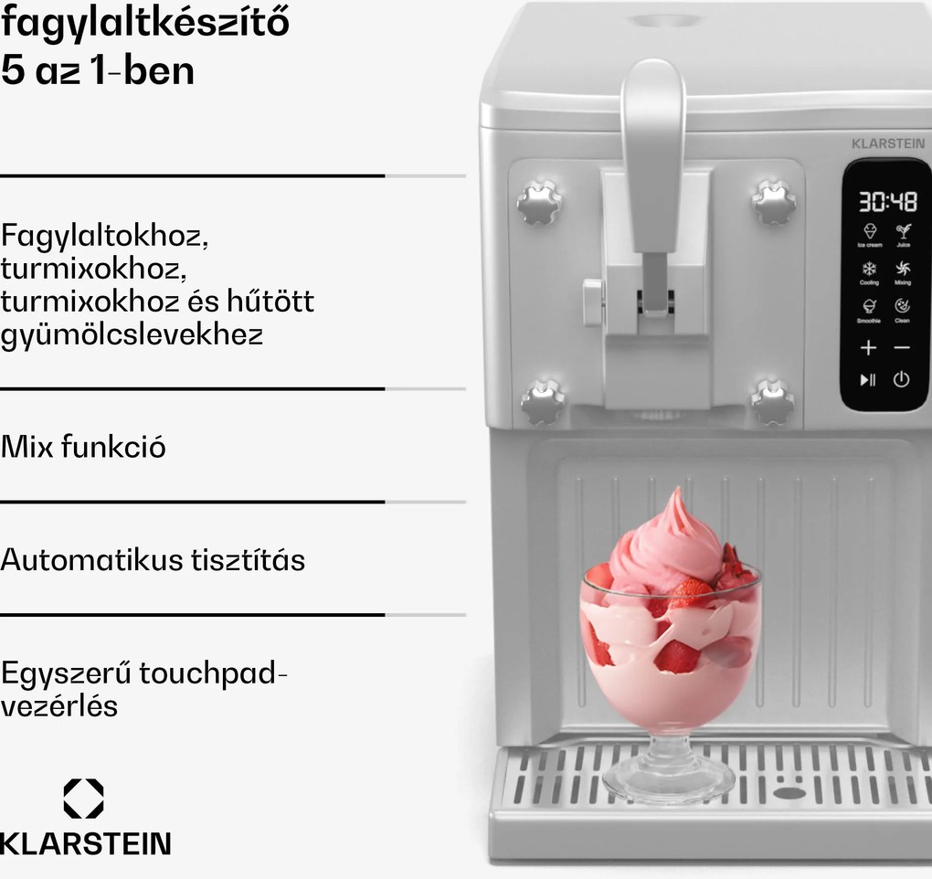 Klarstein SweetSwirl fagylaltkészítő, fagylalt, smoothie és tejkoktélok, automatikus tisztítás