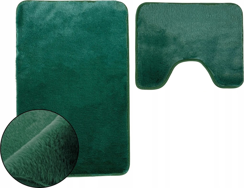 Fürdőszobaszőnyeg Csúszásgátló Lombok Puha Bolyhos Zöld 2 részes