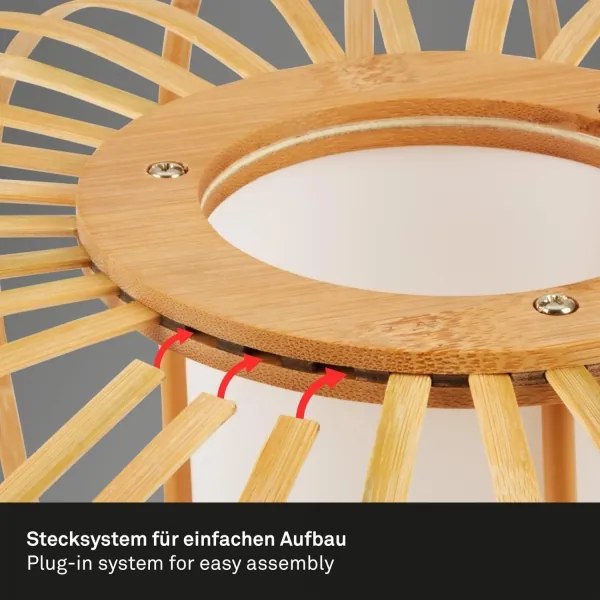 Briloner 3759011 - Mennyezeti lámpa 1xE27/10W/230V átm. 40 cm bambusz