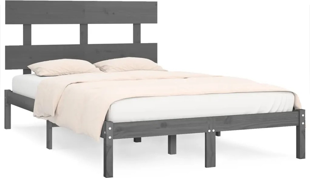 vidaXL szürke tömör fa ágykeret 200 x 200 cm