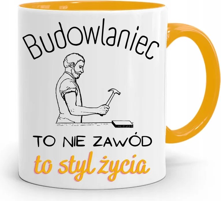 Sárga Építőipari Bögre Barkácsoló Ajándék fényképes nyomtatással