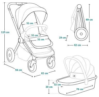 Lionelo - Kombinált 2 az 1-ben babakocsi LAYLA Grey Stone