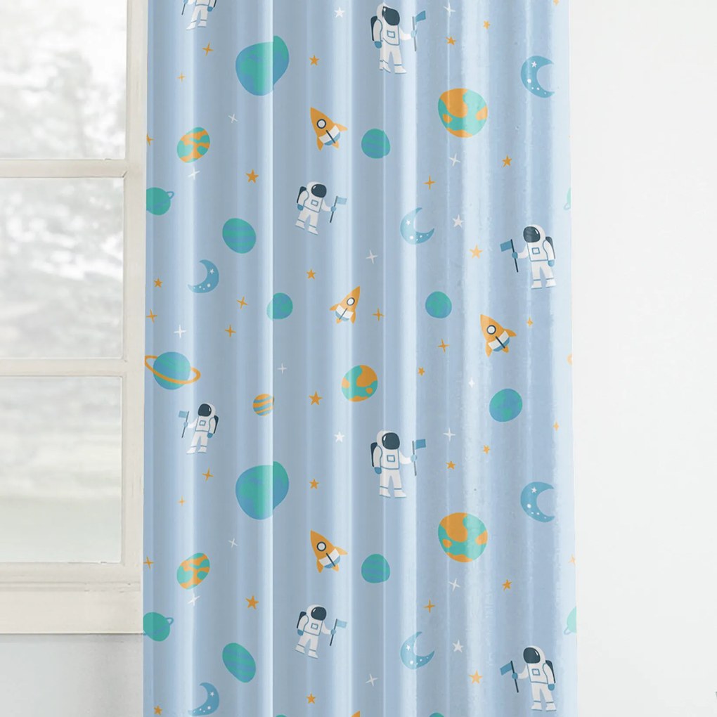 Goldea gyerek pamut függöny - űrhajósok az űrben 200x150 cm