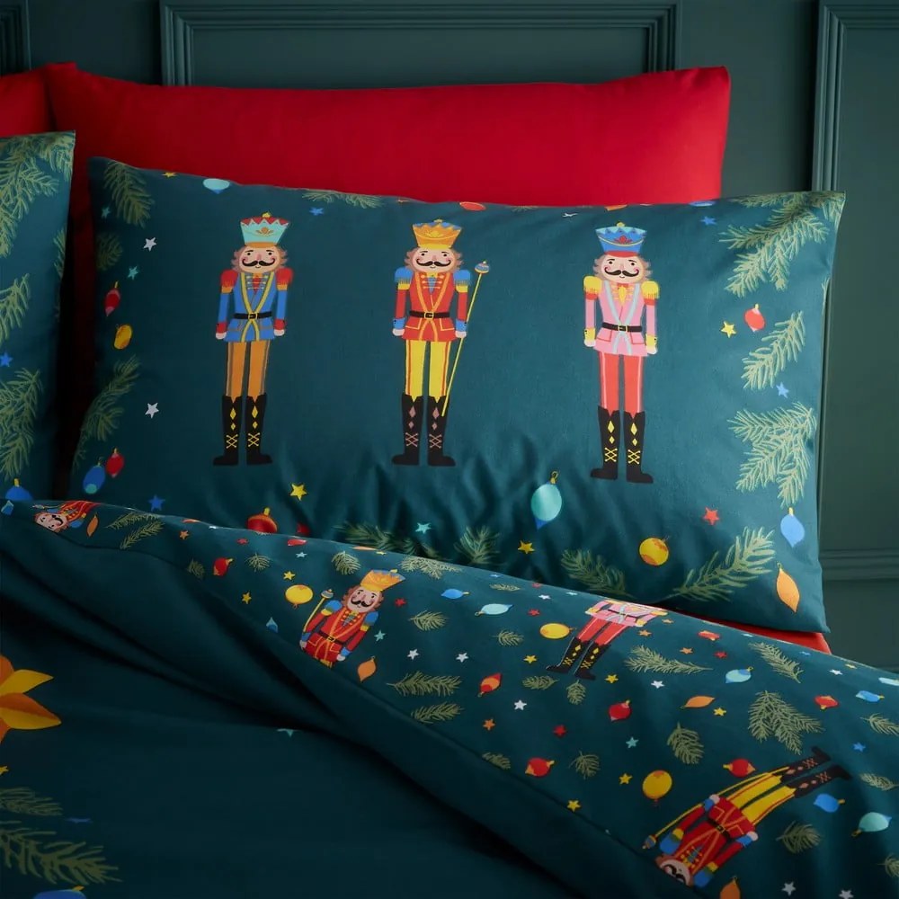Sötétzöld egyszemélyes ágyneműhuzat 135x200 cm Nutcracker – Catherine Lansfield