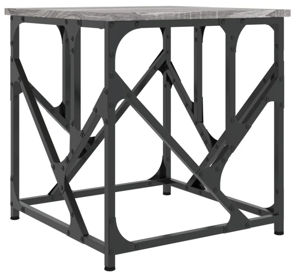 szürke sonoma színű szerelt fa dohányzóasztal 45 x 45 x 47,5 cm