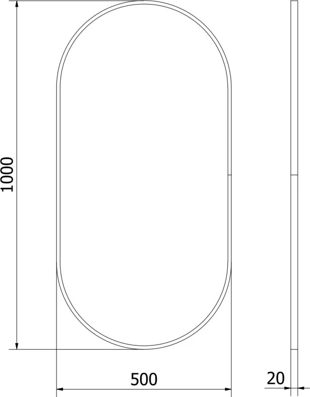Mexen Loft ovális fürdőszobai tükör 100 x 50 cm, arany keret - 9851-100-050-000-50