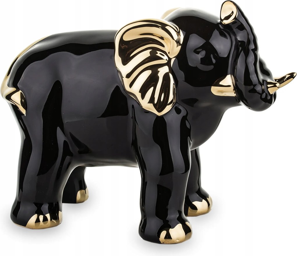 Elefánt fekete arany figura kerámia DEcodomi