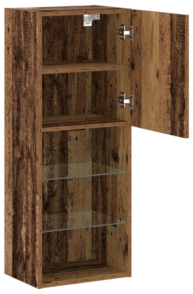 TV Szekrény LED Fényekkel Régi Fa 40,5x30x102 cm