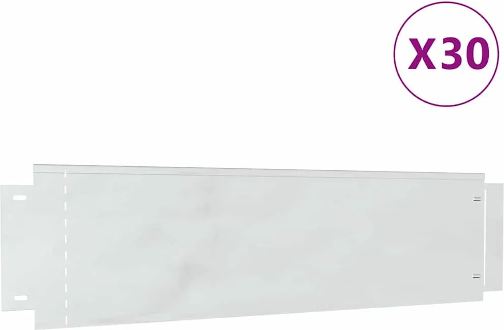 vidaXL Gyepszegélyek 30 pcs Ezüst 100 x 25 x 0,07 cm Horganyzott acél