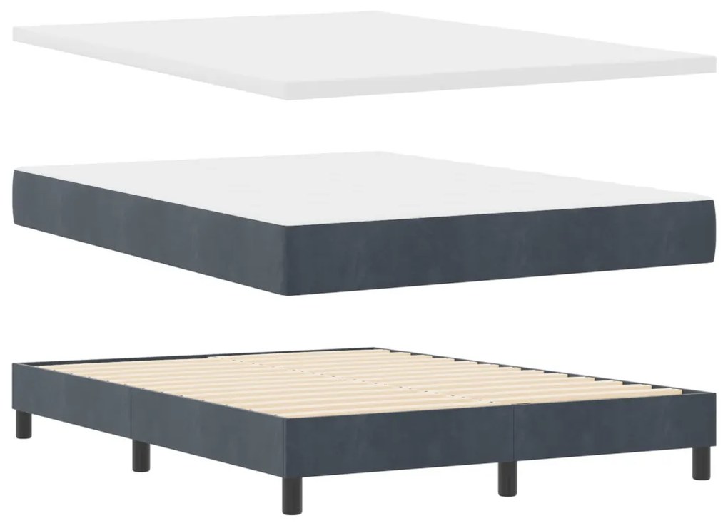 Boxspring Ágy Matrac Sötétszürke 160x200 cm Bőrhatás