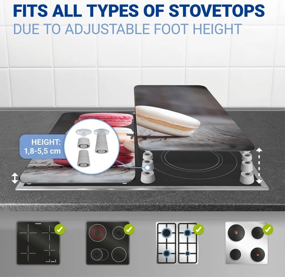 Edzett üveg tűzhely fedőlap szett 2 db-os 30x52 cm Macarons – Wenko