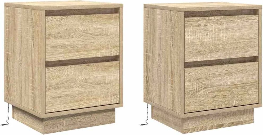 vidaXL Éjjeliszekrény 2 pcs Sonoma tölgy 39 x 34,5 x 50 cm Faanyag