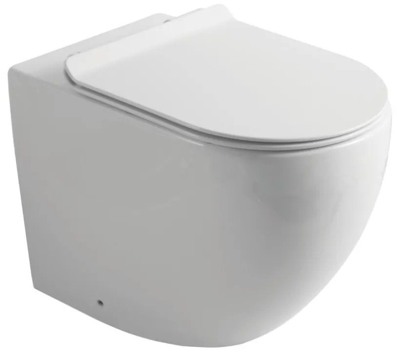 Eros ES OVAL - padlón álló WC - ülőkével komplett - perem nélküli öblítés - alsó/ hátsó kifolyású