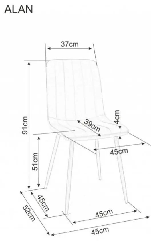 ALAN bézs bársony étkezőszék fekete lábakkal
