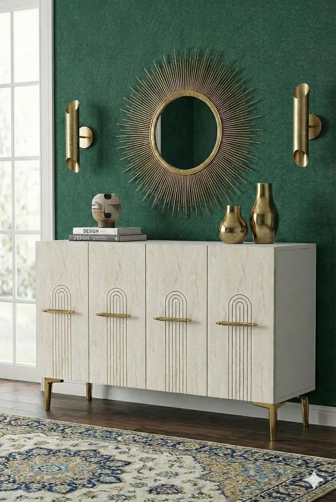 Ida 120 - White, Travertine, Gold