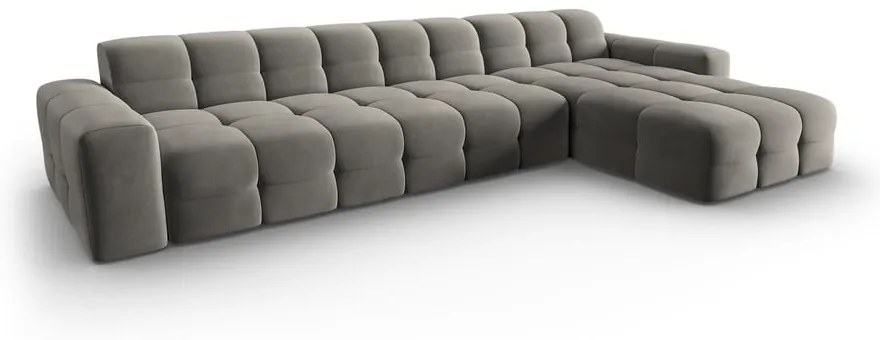 Szürke bársony sarokkanapé (jobb oldali) Kendal – Micadoni Home