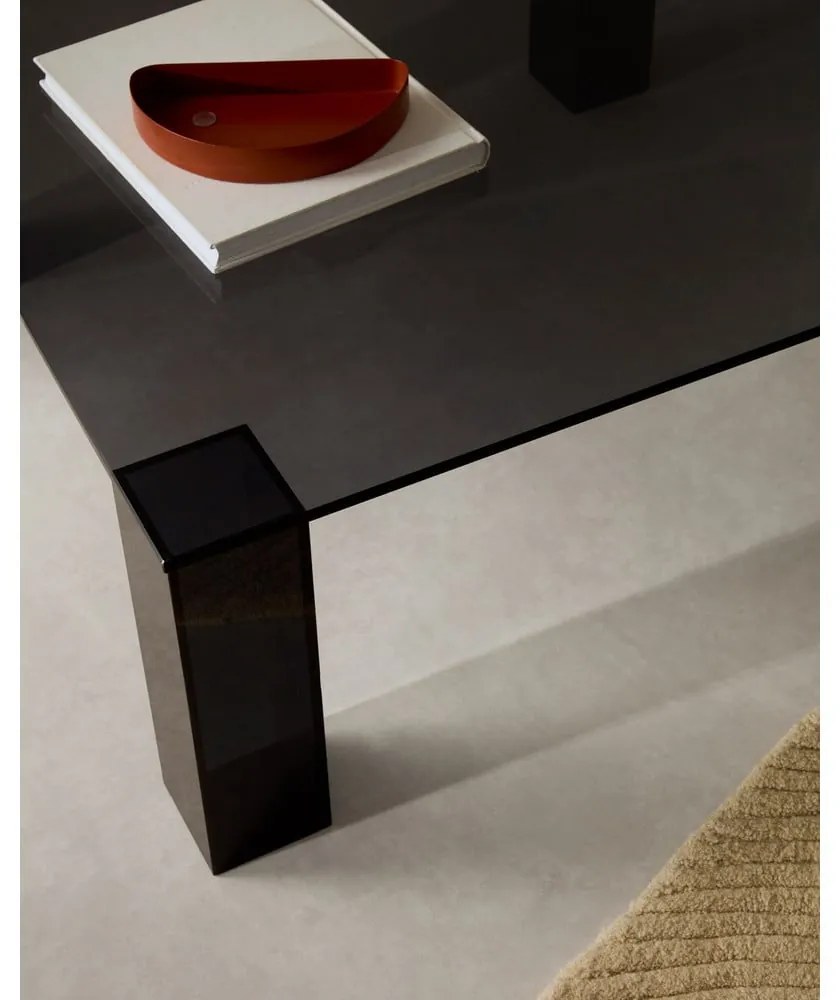 Sötétszürke üveg dohányzóasztal 85x85 cm Adularia – Kave Home